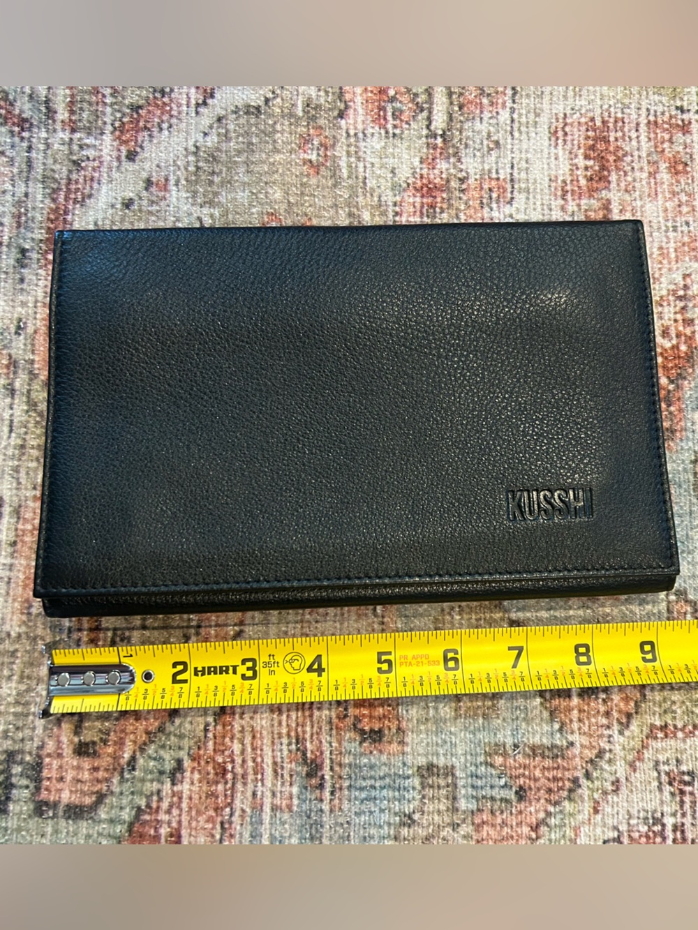 Kusshi Black Pebbled Leather Cosmetic Bag